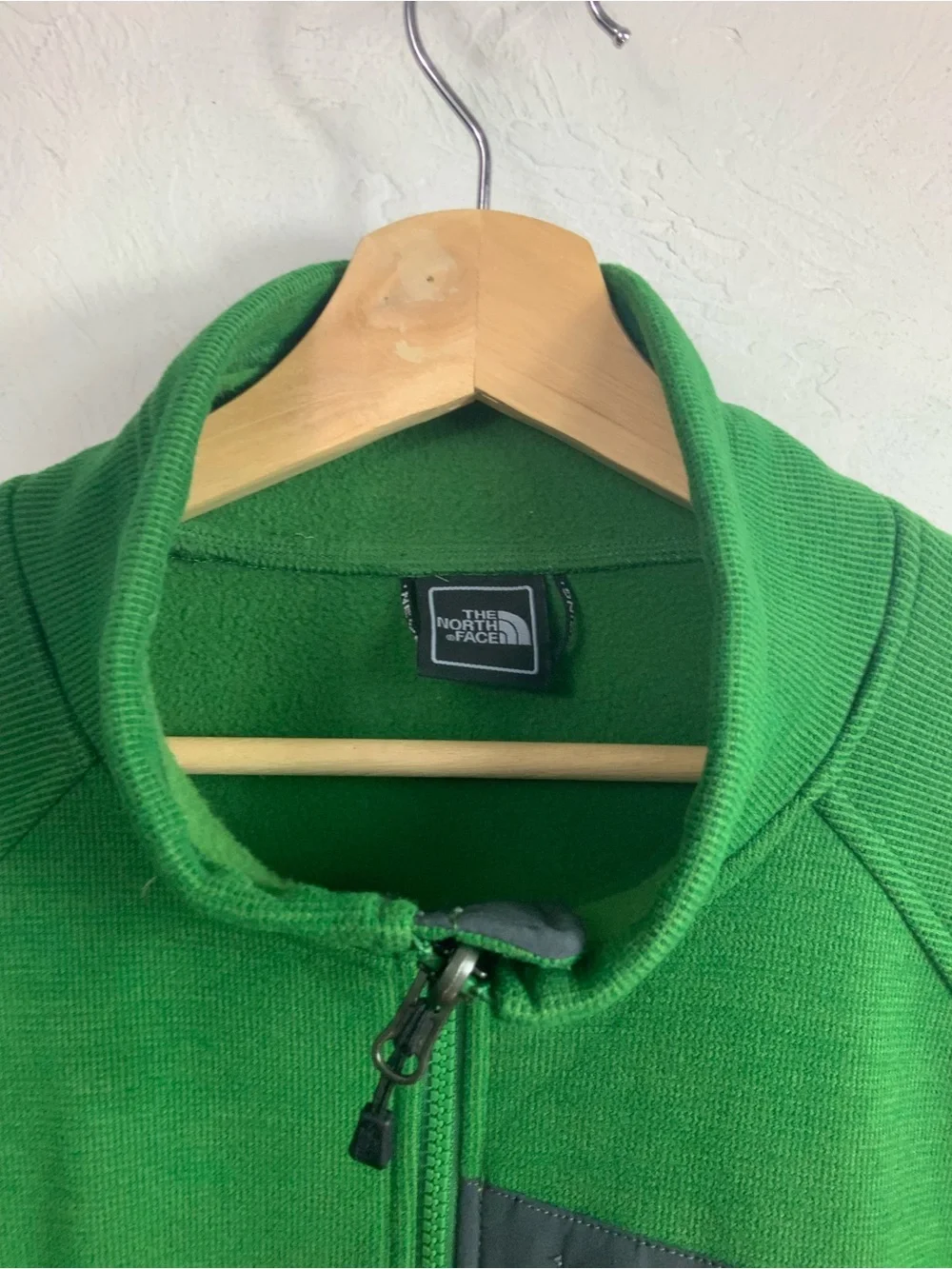The North Face Mens Full Zip Fleece Jacket Green Large L Thermal Grid